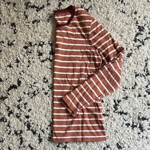 Madewell Brown and White Striped Tee